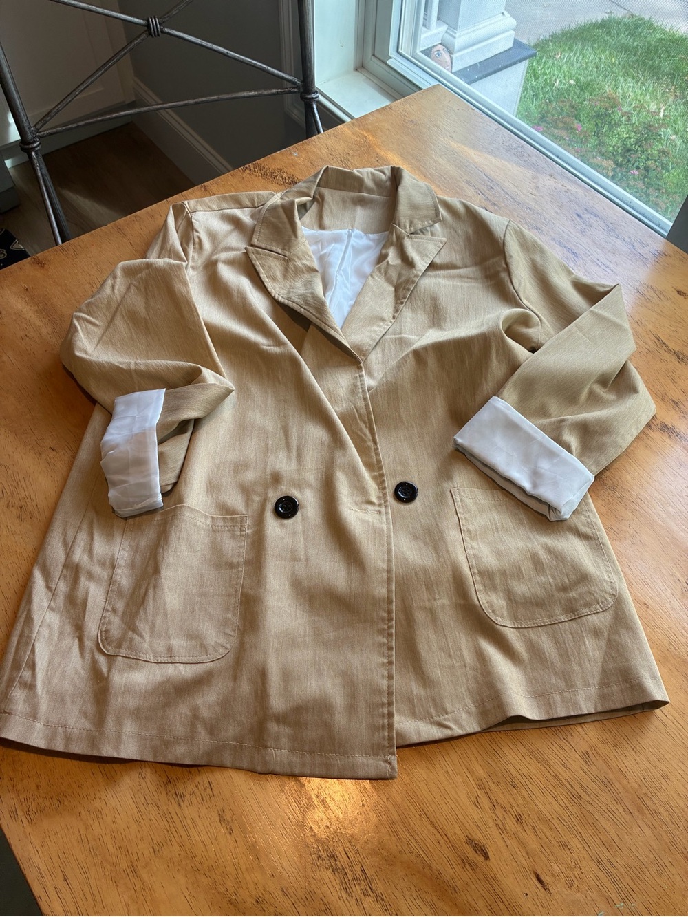 Classic Oversized Women's Light Tan Blazer Jacket